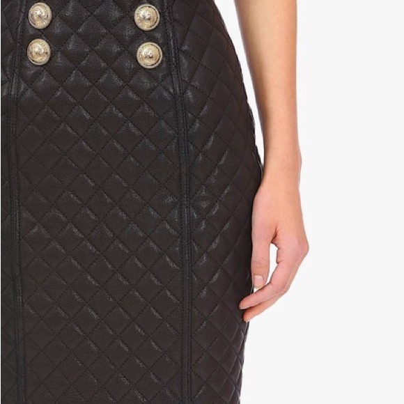 Balmain Black with Tag High-waisted Quilted Leather Skirt - Picture 7 of 16